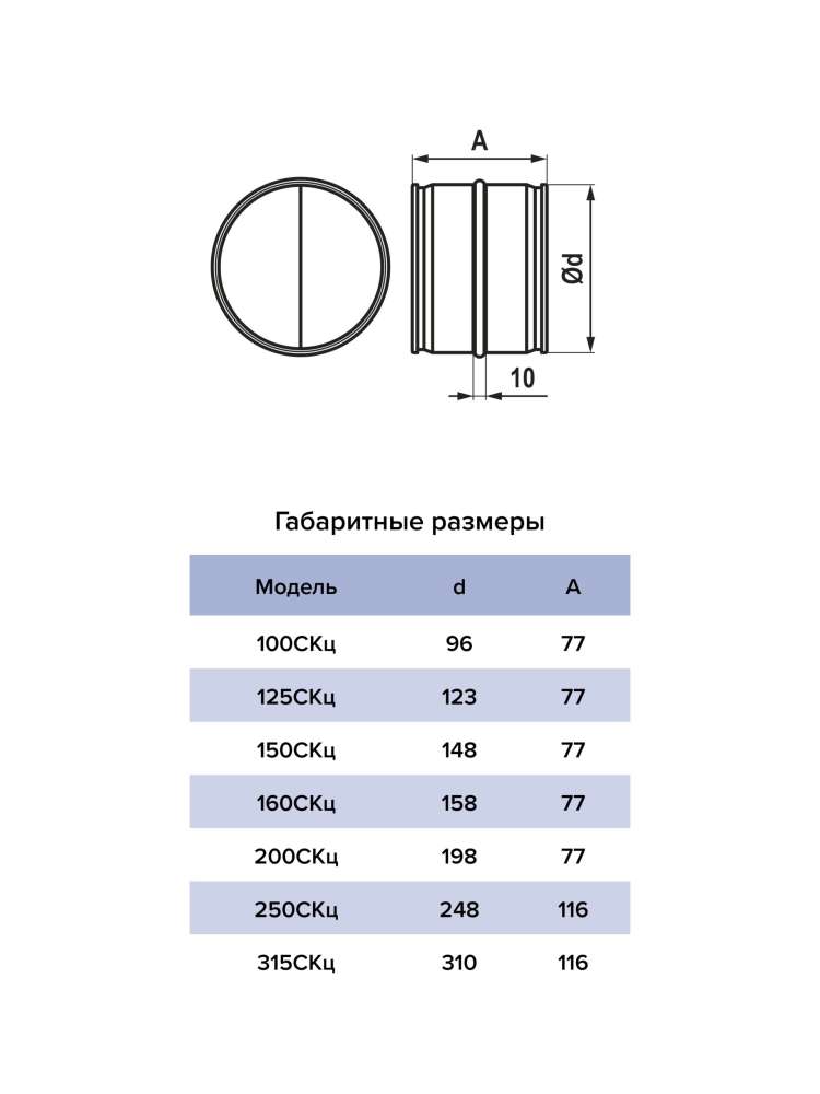Соединитель СКц D125 оцинкованная сталь ERA PRO