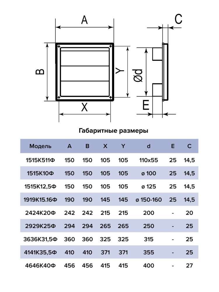 Выход стенной КФ фланец D150/160 жалюзи 190х190 ASA Gray ERA STREETLINE