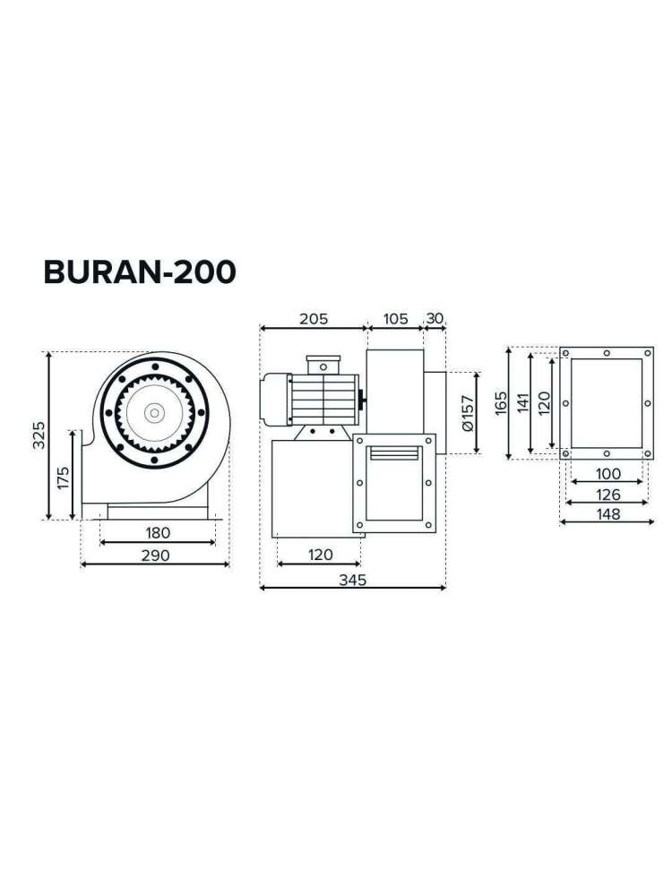 Вентилятор радиальный BURAN 200 220V Лв0 2полюс ERA PRO