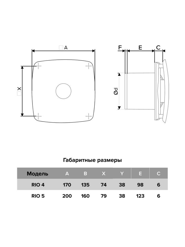 Вентилятор накладной RIO D100 обратный клапан Champagne DICITI
