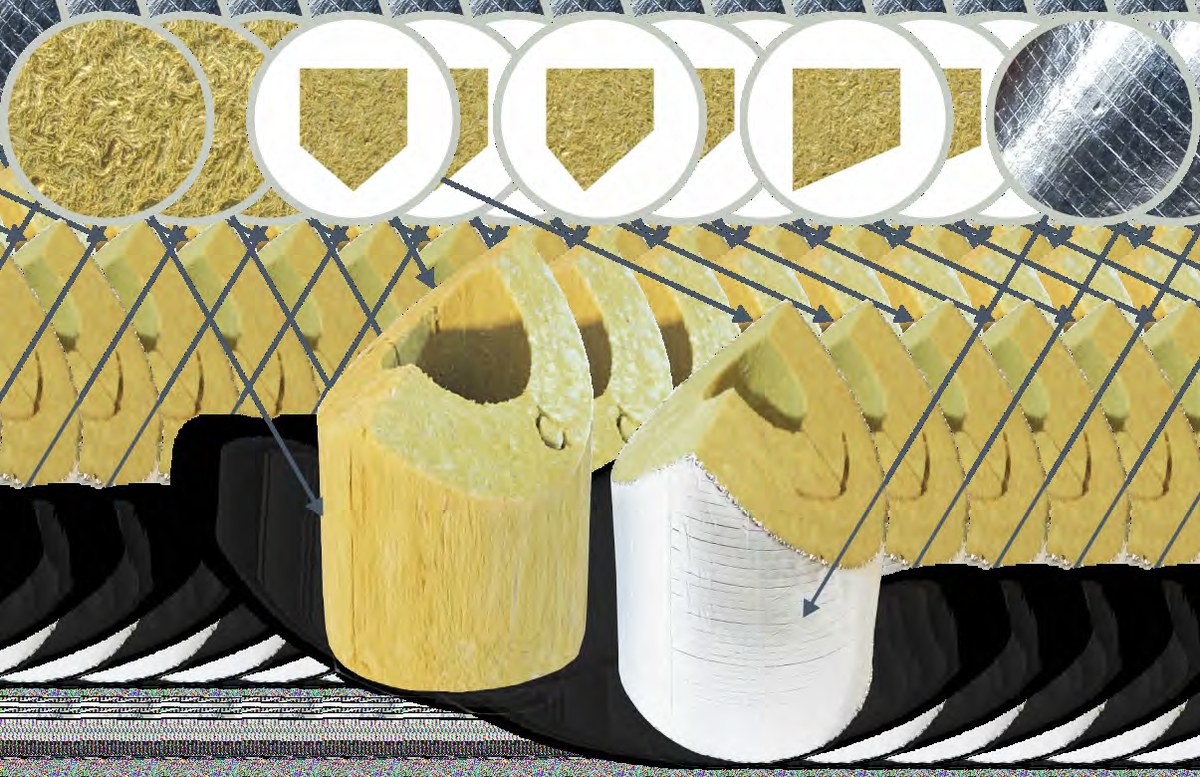 Врезки теплоизоляционные PIPEWOOL 150 из минеральной ваты, Ø18–1020 мм